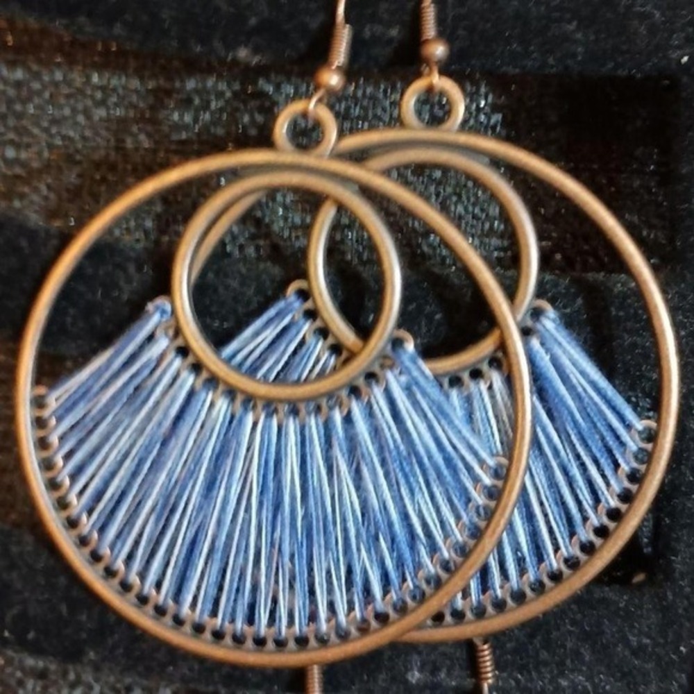 Bohemian hanging hoop earrings set of 4 SKUCH039 - Picture 2 of 7